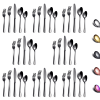 40 Piece Black Silverware Set Stainless Steel Titanium Black Plated Cutlery Set Spoon and Fork Cutlery Set Serving 8 Pieces