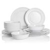 18-Piece Pure White Melamine Dinnerware Set; Plates and Bowls Set; Service for 6