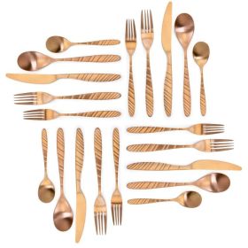 Elegant Western Utensils 20 Piece Flatware Utensil Set 4 In (Color: Rose Gold)