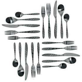 Elegant Western Utensils 20 Piece Flatware Utensil Set 4 In (Color: BLACK)