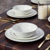 18-Piece Pure White Melamine Dinnerware Set; Plates and Bowls Set; Service for 6